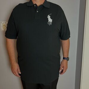 NWT Polo Ralph Lauren Classic Black Polo with Large White Polo Logo Size 2XLT